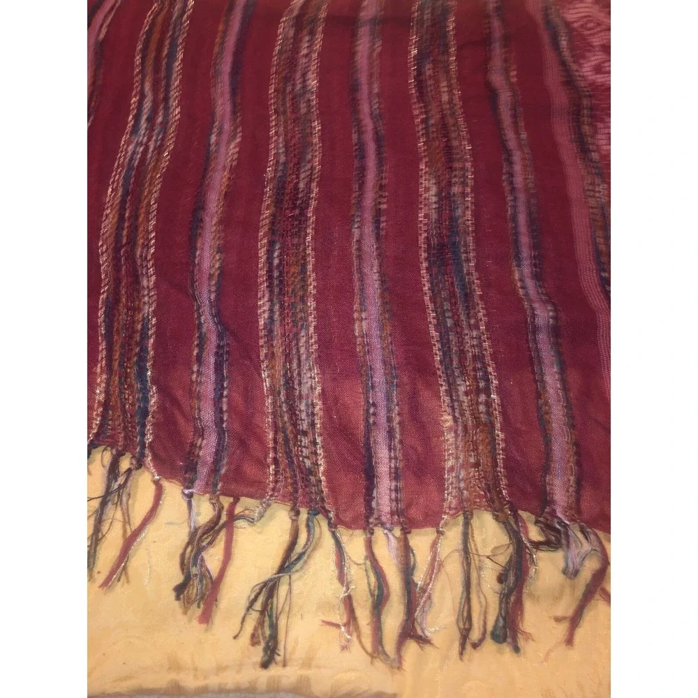 Francesca's Reddish Pink Multi Scarf W Fringe‎ New